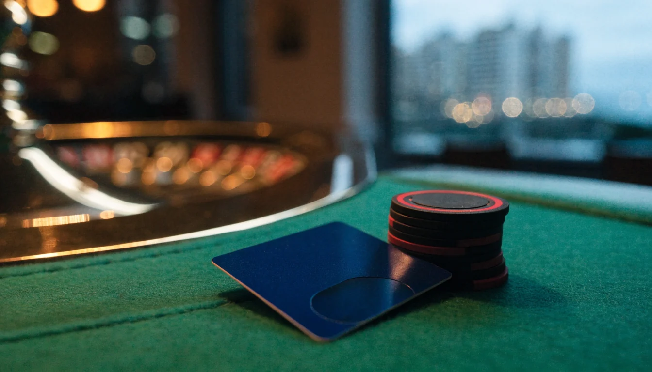 Revolut kartica na zelenom stolu za klađenje uz čipove i rulet