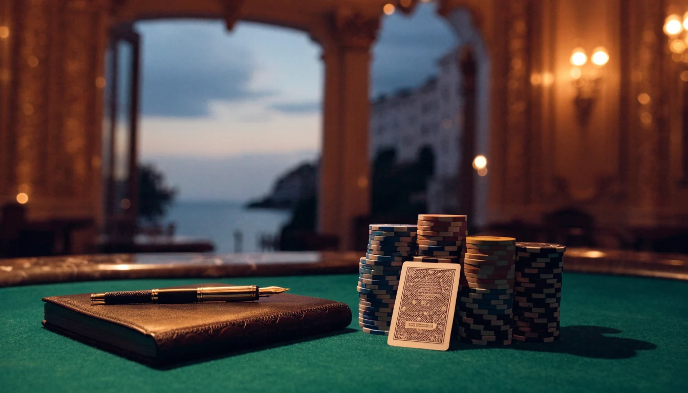 Elegantno hrvatsko casino okruženje uz čipove i bilježnicu